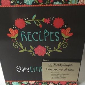 NWT Recipe Binder, HC w/tabs, cards & card pages